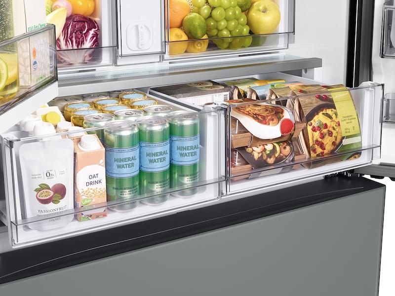SAMSUNG RF24BB69006M Bespoke 3-Door French Door Refrigerator (24 cu. ft.) - with Top Left and Family Hub™ Panel in White Glass - and Matte Grey Glass Bottom Door Panel Gray - Image 14