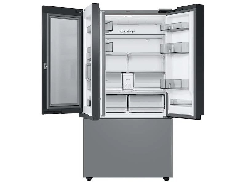 SAMSUNG RF24BB69006M Bespoke 3-Door French Door Refrigerator (24 cu. ft.) - with Top Left and Family Hub™ Panel in White Glass - and Matte Grey Glass Bottom Door Panel Gray - Image 8