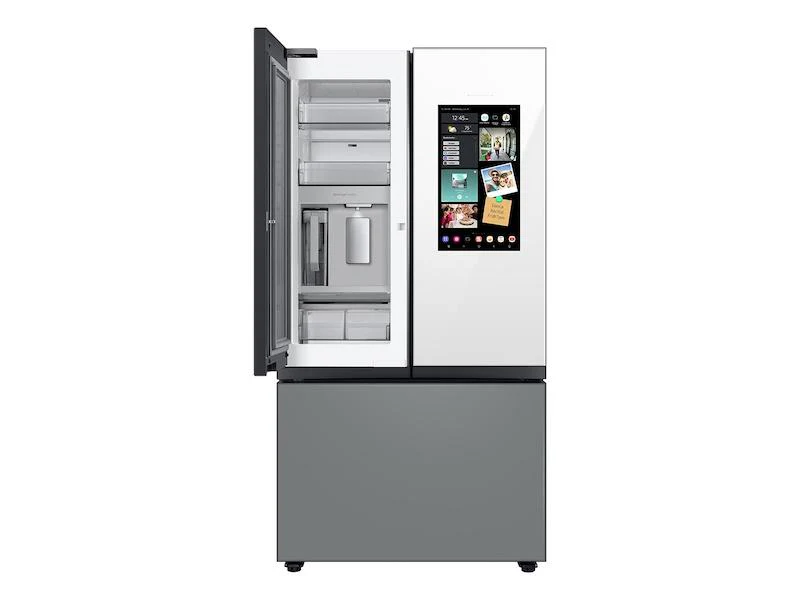 SAMSUNG RF24BB69006M Bespoke 3-Door French Door Refrigerator (24 cu. ft.) - with Top Left and Family Hub™ Panel in White Glass - and Matte Grey Glass Bottom Door Panel Gray - Image 9