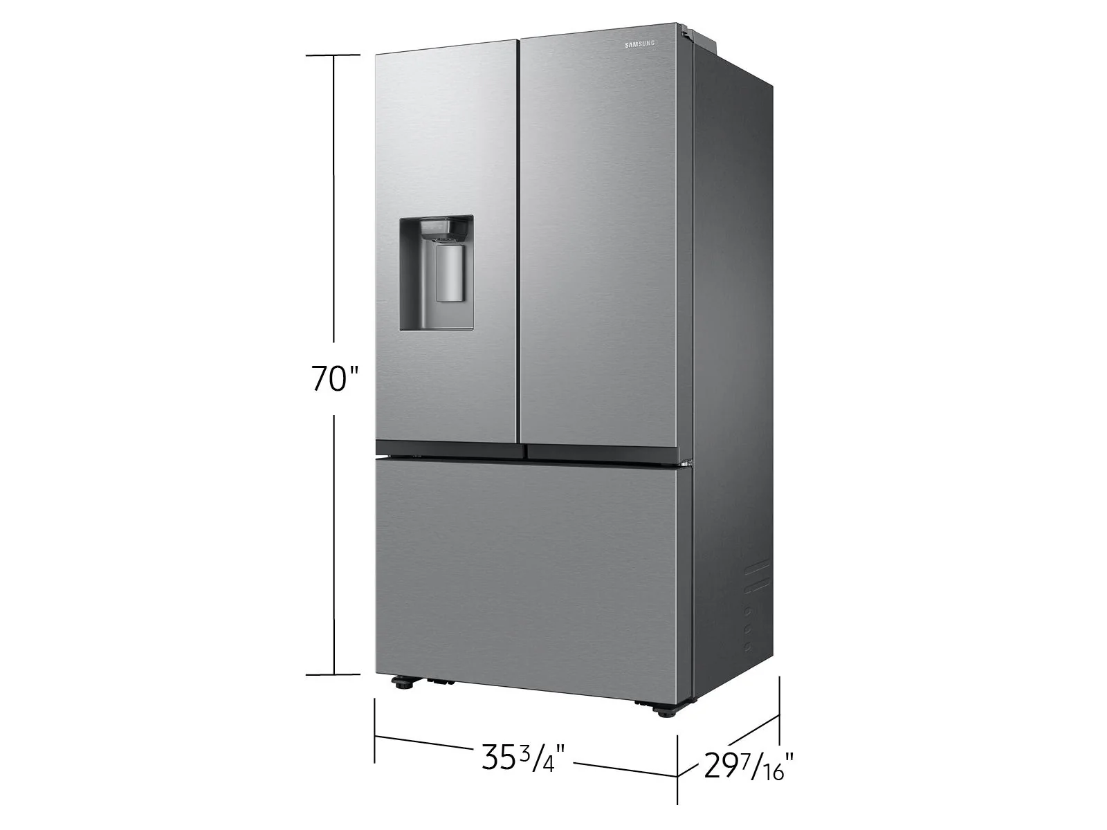 SAMSUNG RF27CG5B10SR 26 cu. ft. Mega Capacity Counter Depth 3-Door French Door Refrigerator with External Water and Ice Dispenser in Stainless Steel Stainless - Image 3