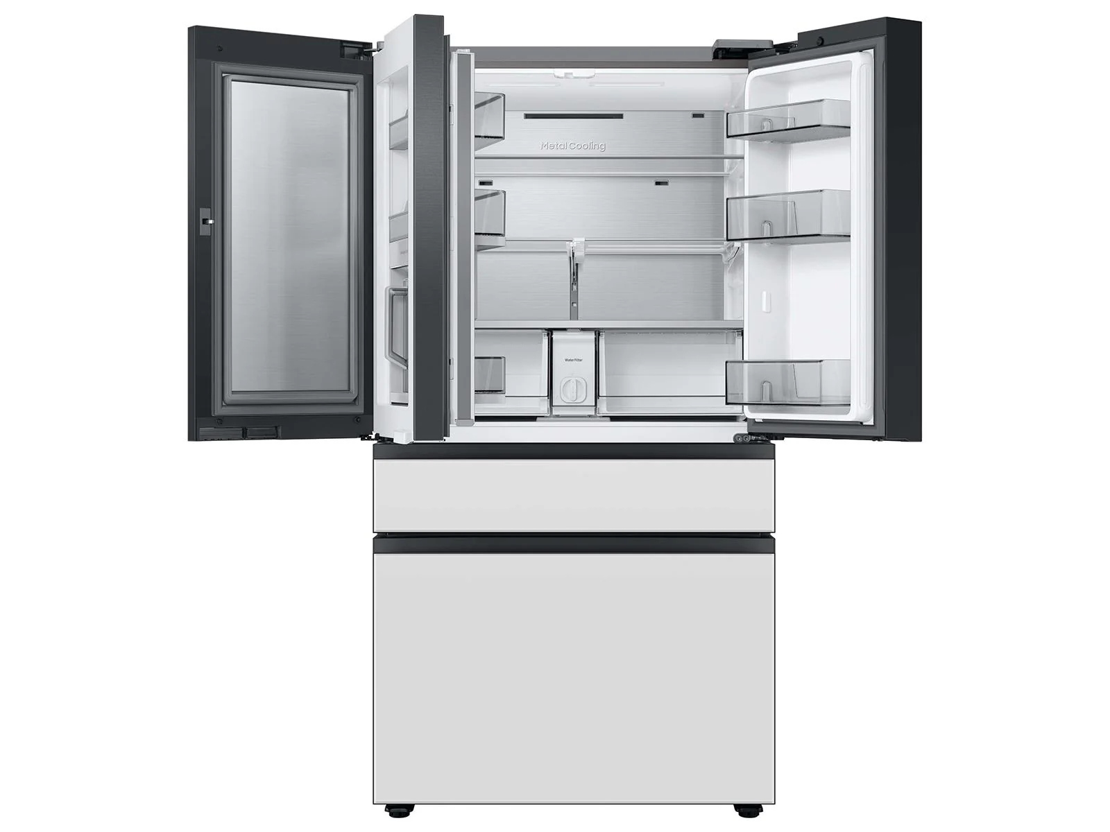 SAMSUNG RF29BB860012 Bespoke 4-Door French Door Refrigerator (29 cu. ft.) with Beverage Center™ in White Glass White - Image 9