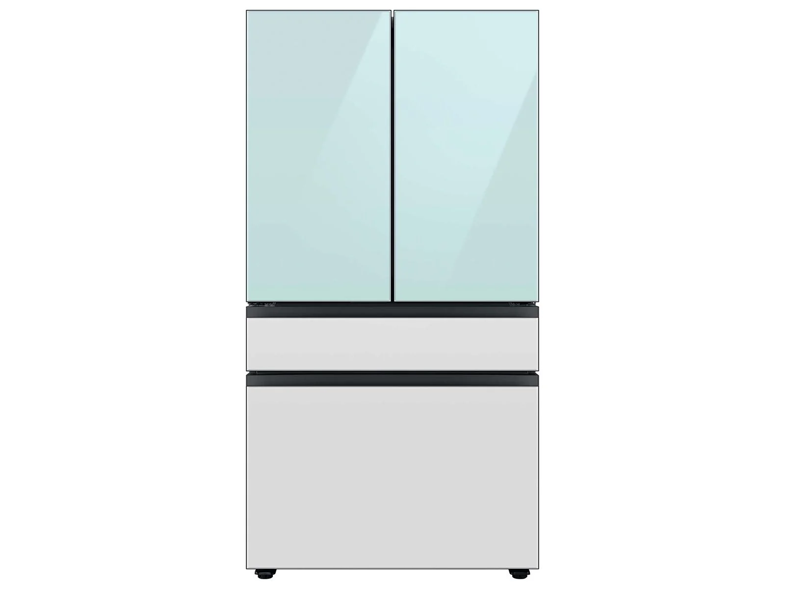 SAMSUNG RF29BB86004M Bespoke 4-Door French Door Refrigerator (29 cu. ft.) with Beverage Center™ in Morning Blue Glass Top Panels and White Glass Middle and Bottom Panels Blue
