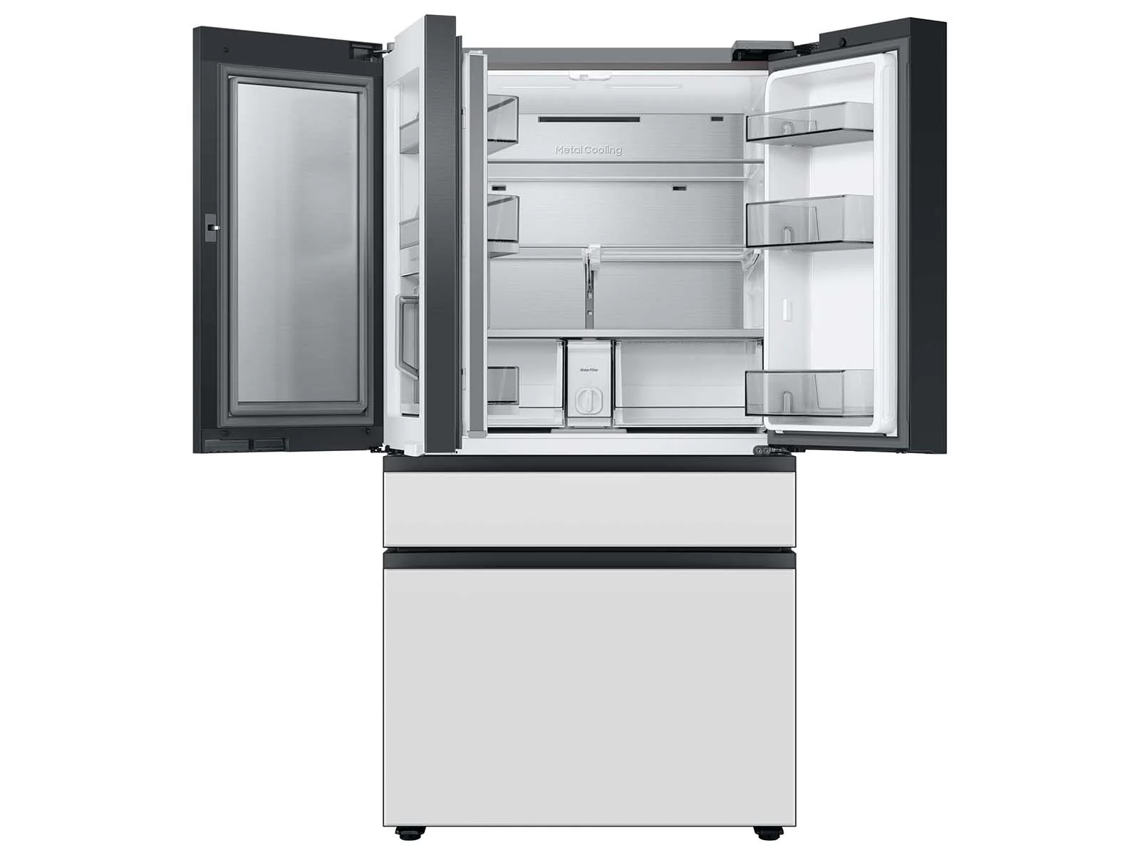 SAMSUNG RF29BB86004M Bespoke 4-Door French Door Refrigerator (29 cu. ft.) with Beverage Center™ in Morning Blue Glass Top Panels and White Glass Middle and Bottom Panels Blue - Image 12