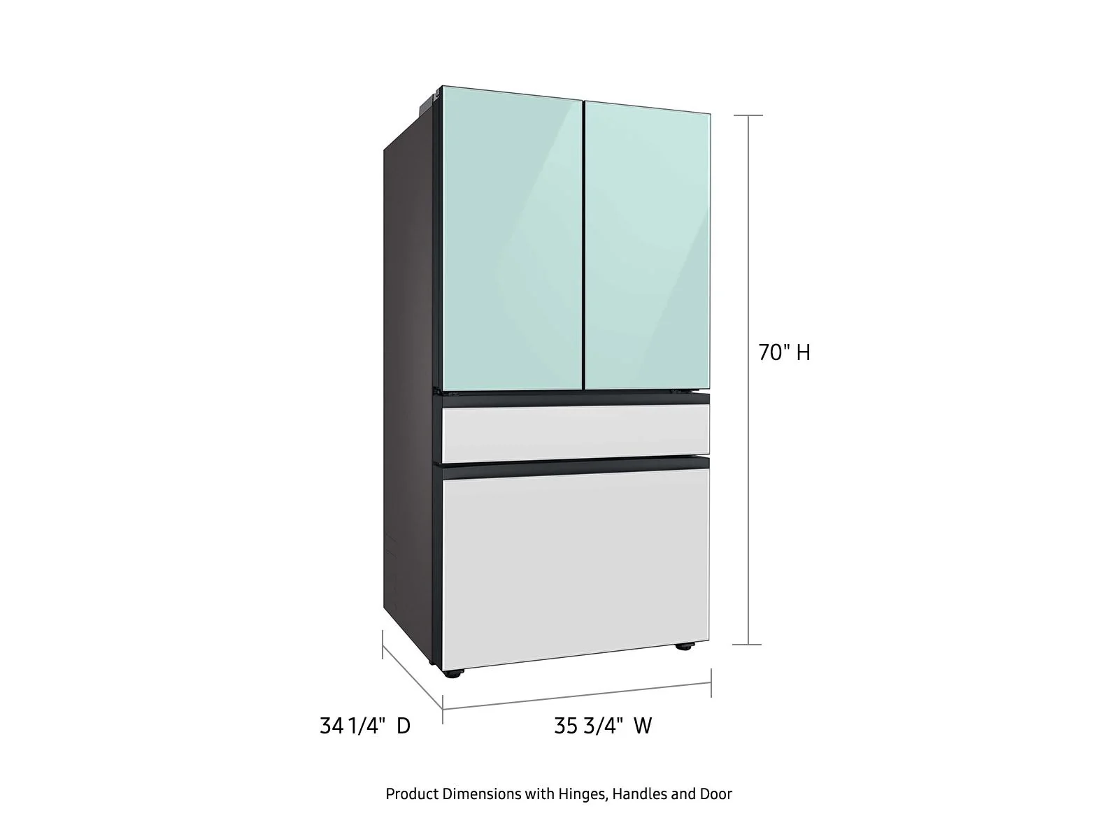 SAMSUNG RF29BB86004M Bespoke 4-Door French Door Refrigerator (29 cu. ft.) with Beverage Center™ in Morning Blue Glass Top Panels and White Glass Middle and Bottom Panels Blue - Image 4