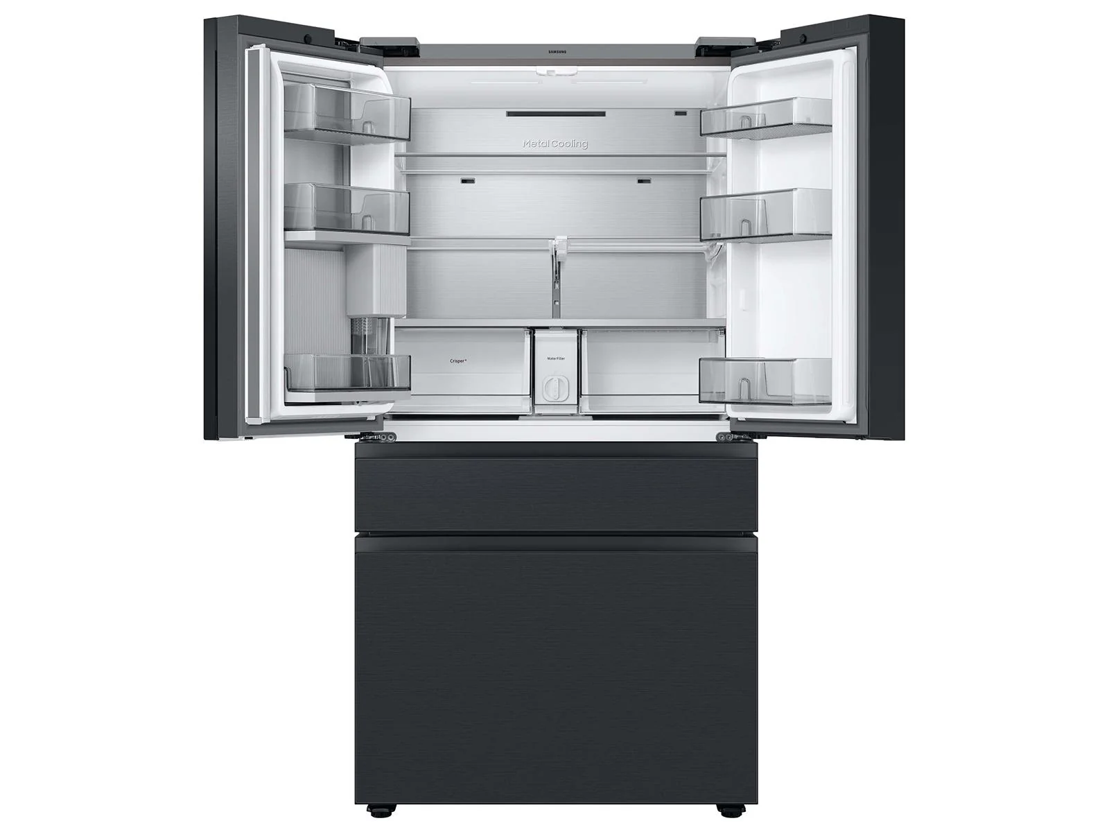SAMSUNG RF29BB89008M Bespoke 4-Door French Door Refrigerator (29 cu. ft.) - with Top Left and Family Hub™ Panel in Charcoal Glass - and Matte Black Steel Middle and Bottom Door Panels in Stainless Steel - Image 10