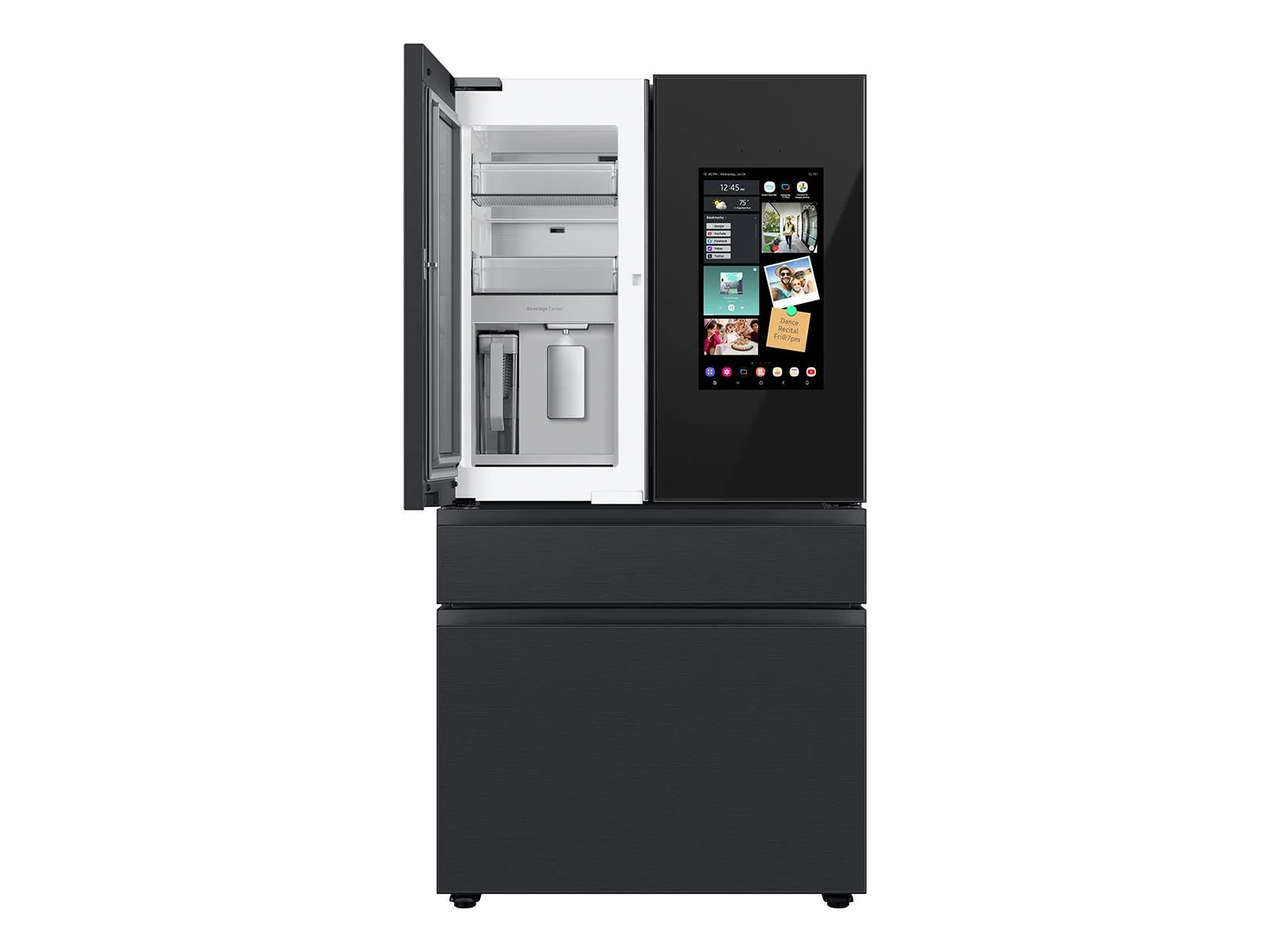 SAMSUNG RF29BB89008M Bespoke 4-Door French Door Refrigerator (29 cu. ft.) - with Top Left and Family Hub™ Panel in Charcoal Glass - and Matte Black Steel Middle and Bottom Door Panels in Stainless Steel - Image 13