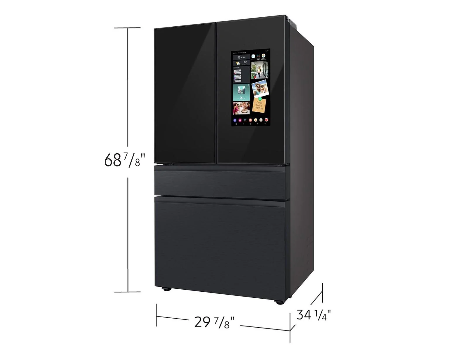 SAMSUNG RF29BB89008M Bespoke 4-Door French Door Refrigerator (29 cu. ft.) - with Top Left and Family Hub™ Panel in Charcoal Glass - and Matte Black Steel Middle and Bottom Door Panels in Stainless Steel - Image 4
