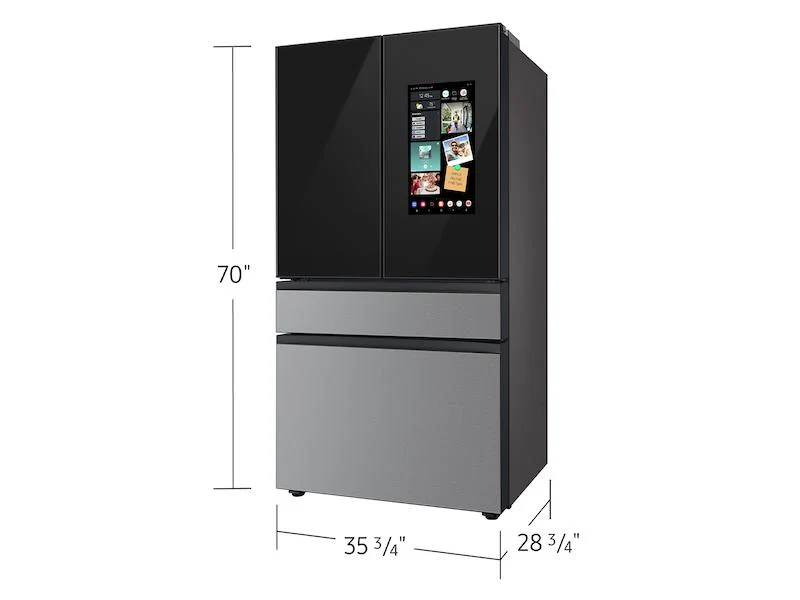 SAMSUNG RF29BB8900QK Bespoke 4-Door French Door Refrigerator (29 cu. ft.) - in Charcoal Glass Top and Family Hub™ Panels with in Stainless Steel Middle and Bottom Panels Black On Stainless - Image 2