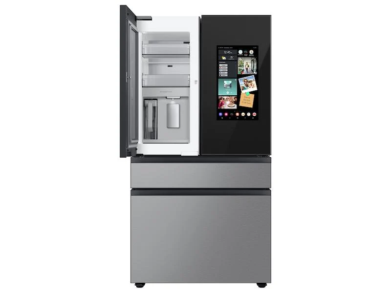 SAMSUNG RF29BB8900QK Bespoke 4-Door French Door Refrigerator (29 cu. ft.) - in Charcoal Glass Top and Family Hub™ Panels with in Stainless Steel Middle and Bottom Panels Black On Stainless - Image 4