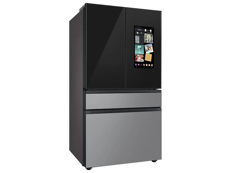 SAMSUNG RF29BB8900QK Bespoke 4-Door French Door Refrigerator (29 cu. ft.) - in Charcoal Glass Top and Family Hub™ Panels with in Stainless Steel Middle and Bottom Panels Black On Stainless - Image 7