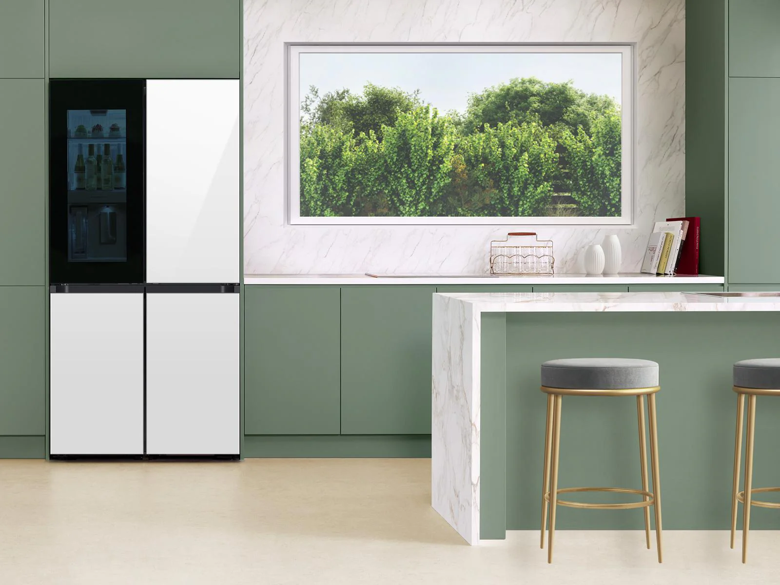 SAMSUNG RF29DB970012 Bespoke 4-Door Flex™ Refrigerator (29 cu. ft.) with Beverage Zone™ and Auto Open Door in White Glass White - Image 11