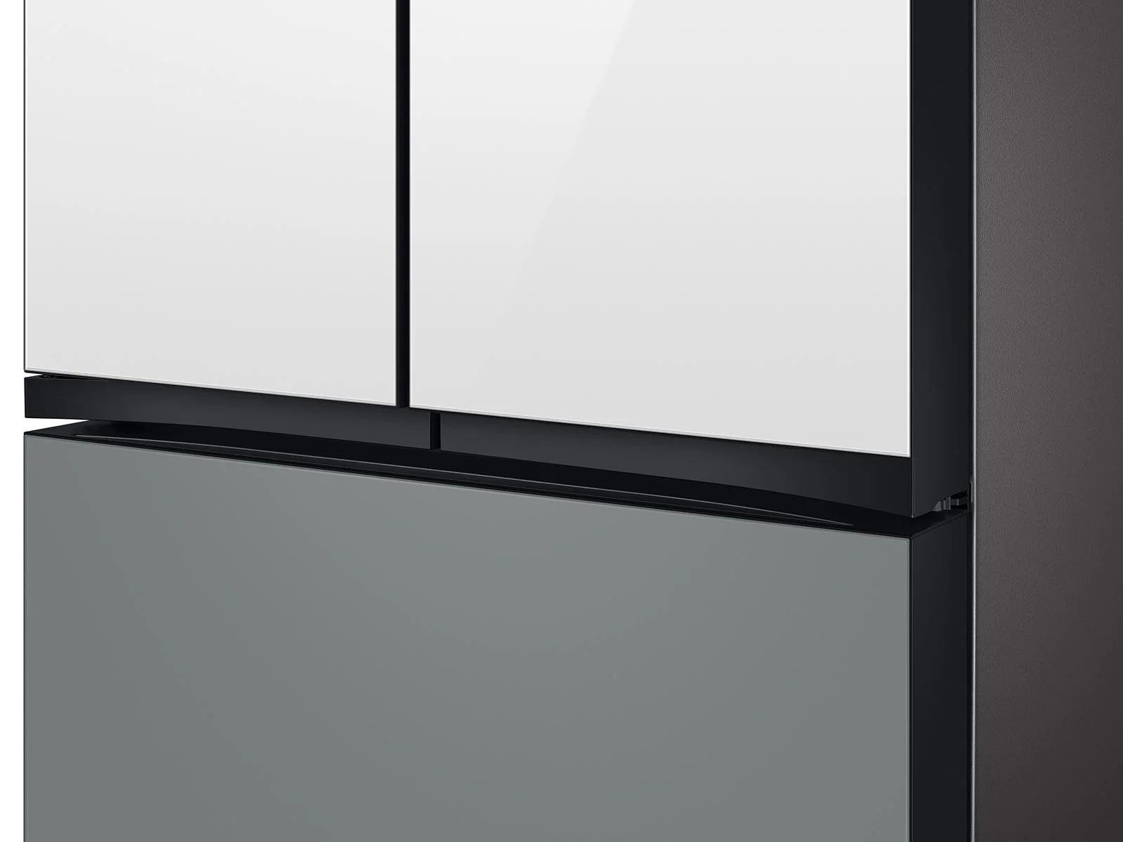SAMSUNG RF30BB69006M Bespoke 3-Door French Door Refrigerator (30 cu. ft.) - with Top Left and Family Hub™ Panel in White Glass - and Matte Grey Glass Bottom Door Panel Gray - Image 14