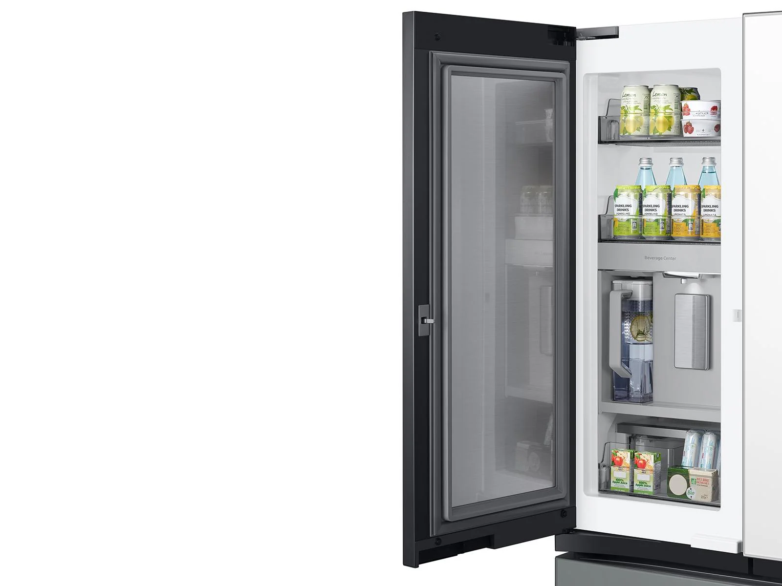 SAMSUNG RF30BB69006M Bespoke 3-Door French Door Refrigerator (30 cu. ft.) - with Top Left and Family Hub™ Panel in White Glass - and Matte Grey Glass Bottom Door Panel Gray - Image 15