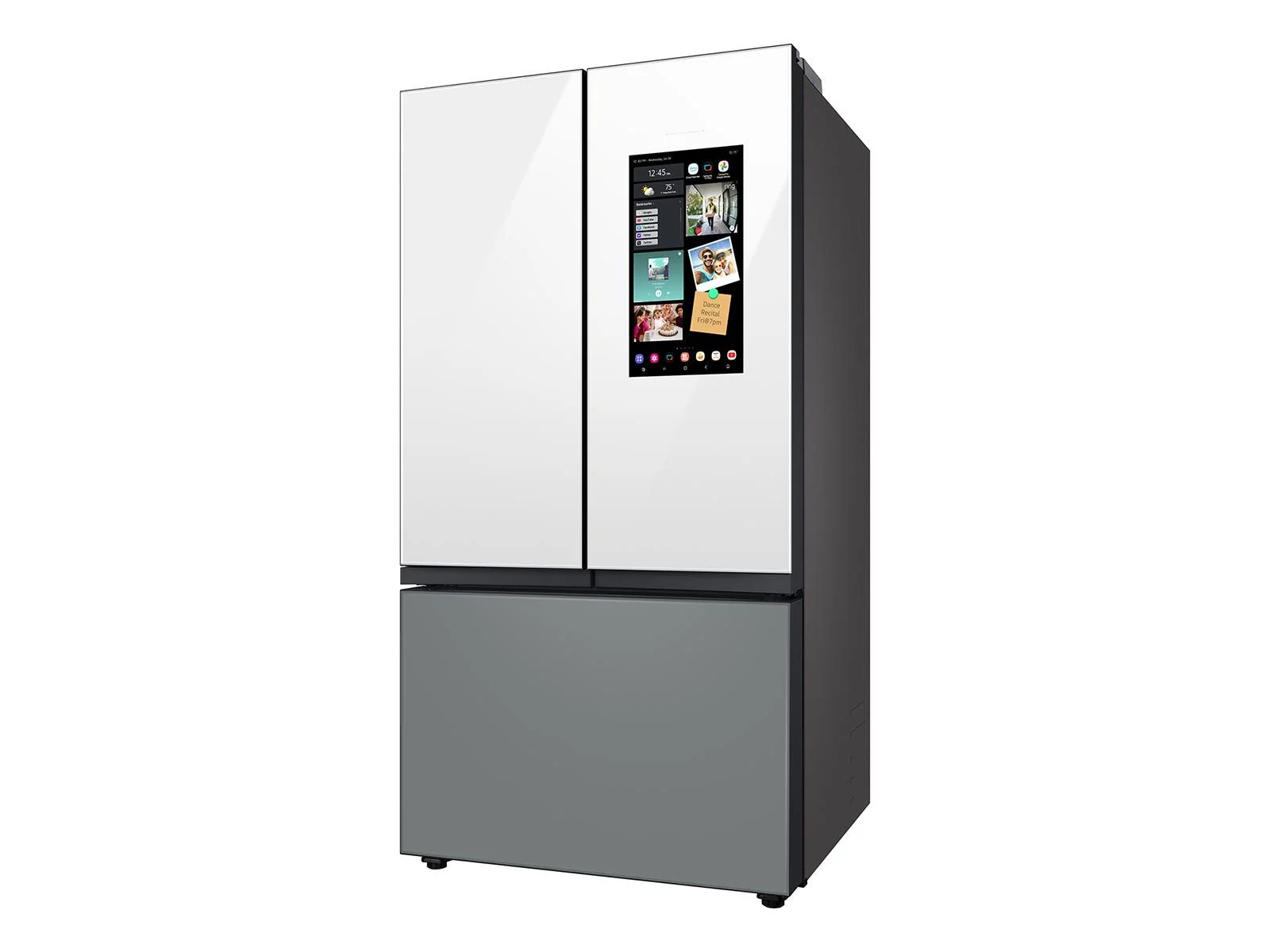 SAMSUNG RF30BB69006M Bespoke 3-Door French Door Refrigerator (30 cu. ft.) - with Top Left and Family Hub™ Panel in White Glass - and Matte Grey Glass Bottom Door Panel Gray - Image 5