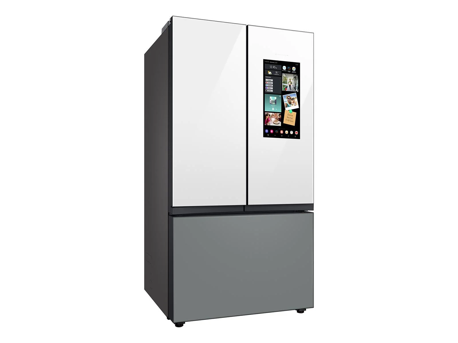 SAMSUNG RF30BB69006M Bespoke 3-Door French Door Refrigerator (30 cu. ft.) - with Top Left and Family Hub™ Panel in White Glass - and Matte Grey Glass Bottom Door Panel Gray - Image 9