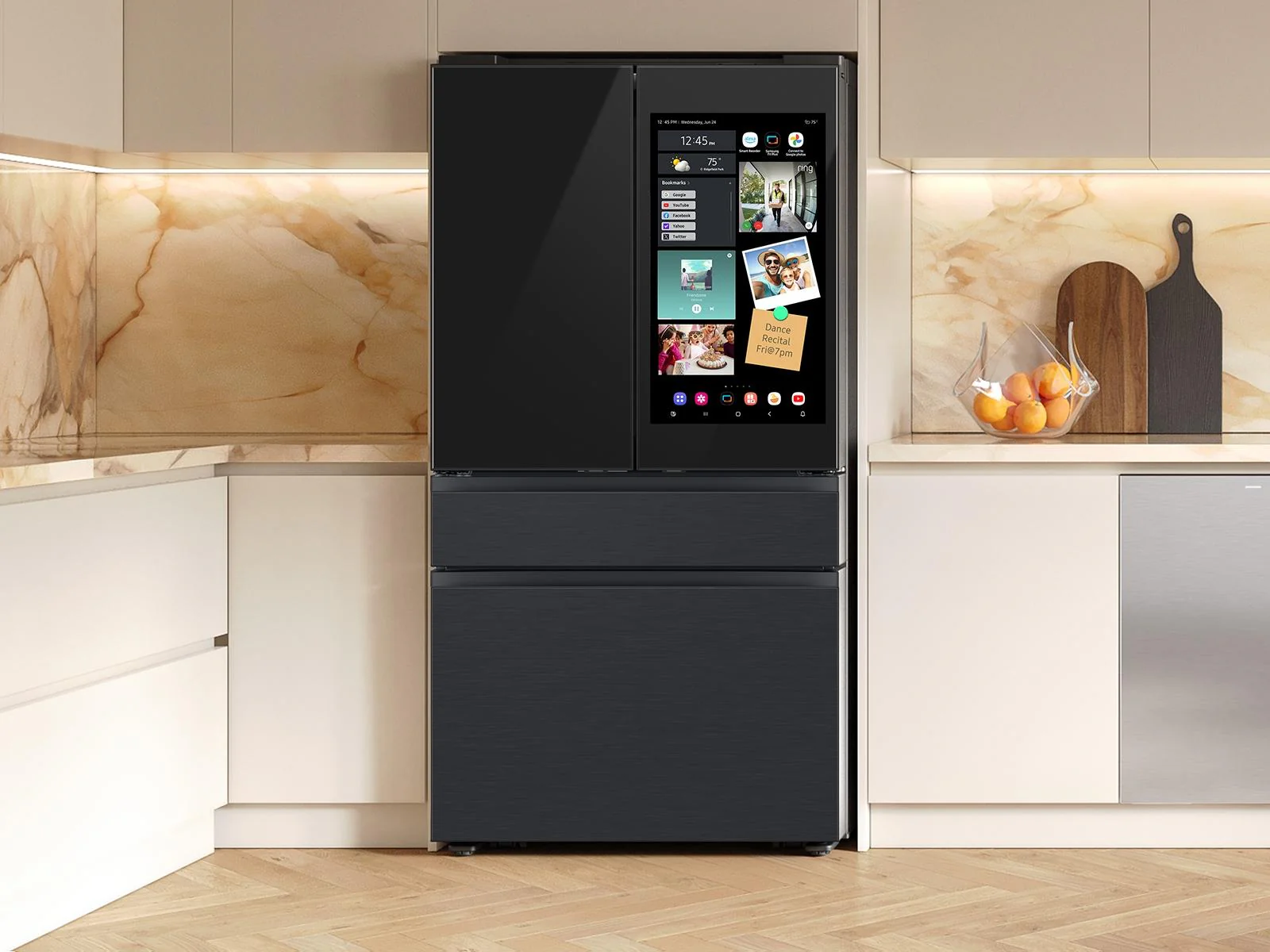 SAMSUNG RF90F29AECE Bespoke 29 cu. ft. 4-Door French Door Refrigerator with AI Family Hub™+ & AI Vision Inside™ in Charcoal Glass and Black/Charcoal Black - Image 12
