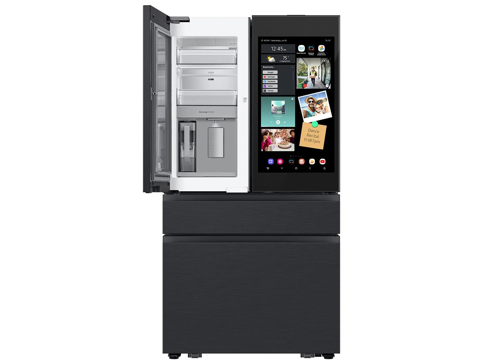 SAMSUNG RF90F29AECE Bespoke 29 cu. ft. 4-Door French Door Refrigerator with AI Family Hub™+ & AI Vision Inside™ in Charcoal Glass and Black/Charcoal Black - Image 13