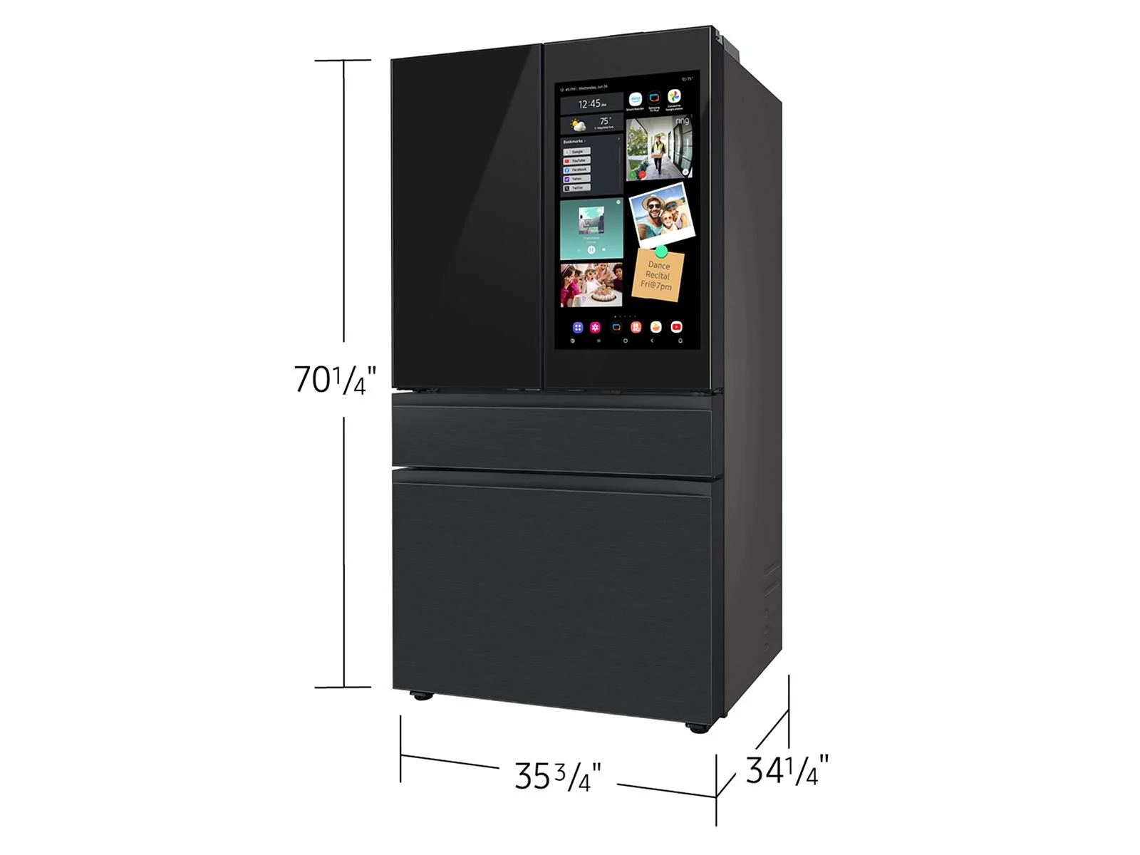 SAMSUNG RF90F29AECE Bespoke 29 cu. ft. 4-Door French Door Refrigerator with AI Family Hub™+ & AI Vision Inside™ in Charcoal Glass and Black/Charcoal Black - Image 3