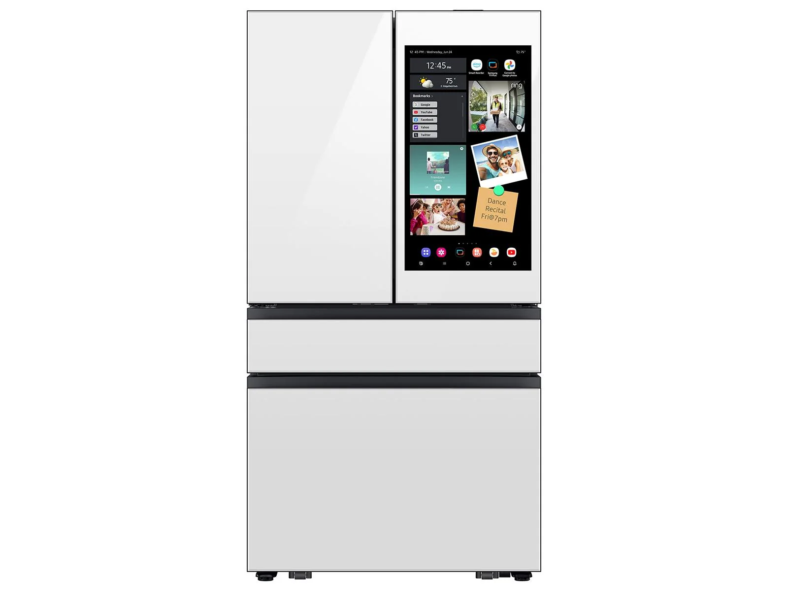 SAMSUNG RF90F29AEW Bespoke 29 cu. ft. 4-Door French Door Refrigerator with AI Family Hub™+ & AI Vision Inside™ in White Glass White