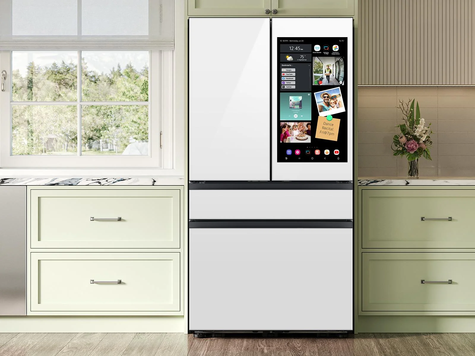 SAMSUNG RF90F29AEW Bespoke 29 cu. ft. 4-Door French Door Refrigerator with AI Family Hub™+ & AI Vision Inside™ in White Glass White - Image 12
