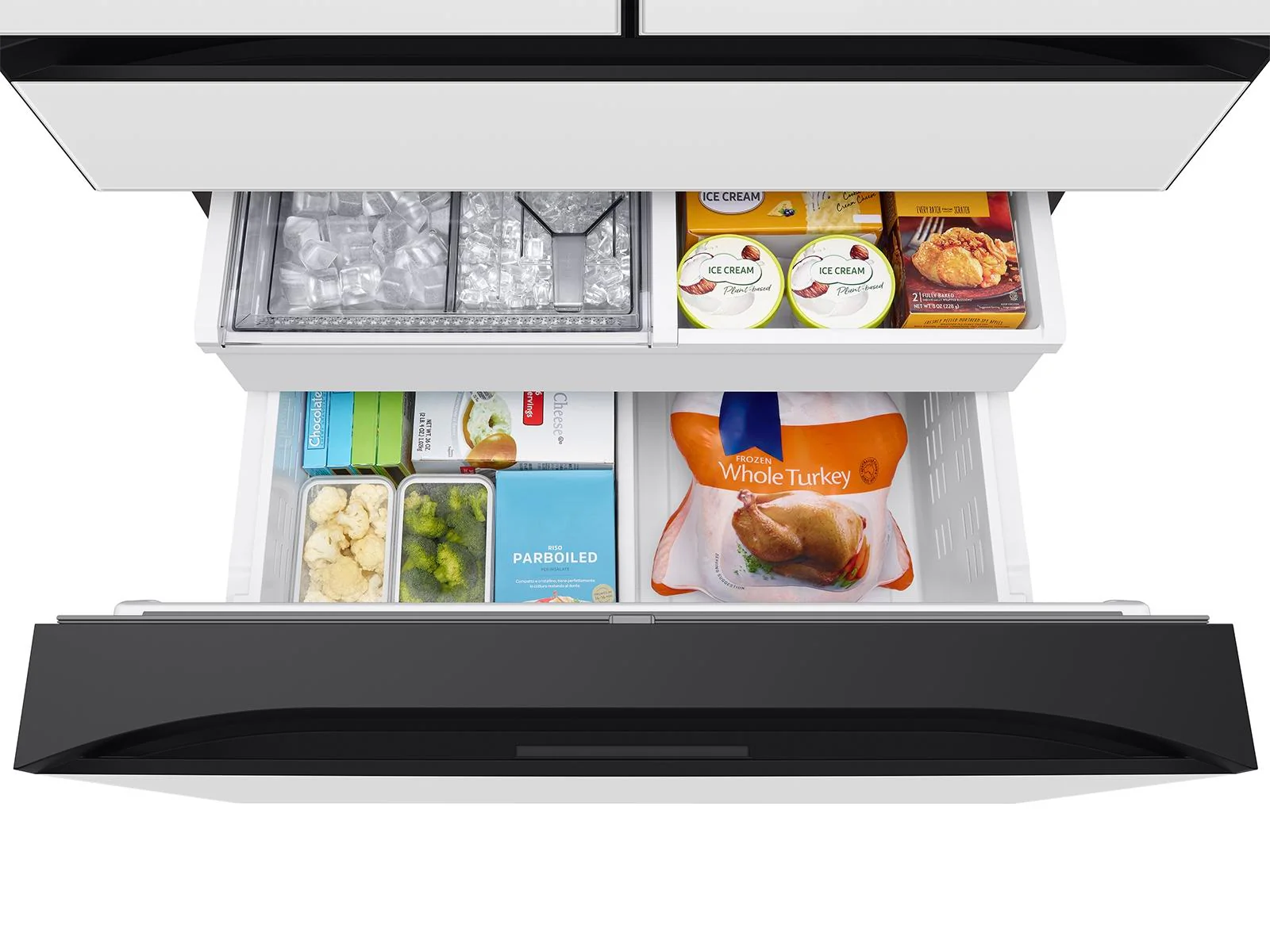 SAMSUNG RF90F29AEW Bespoke 29 cu. ft. 4-Door French Door Refrigerator with AI Family Hub™+ & AI Vision Inside™ in White Glass White - Image 16