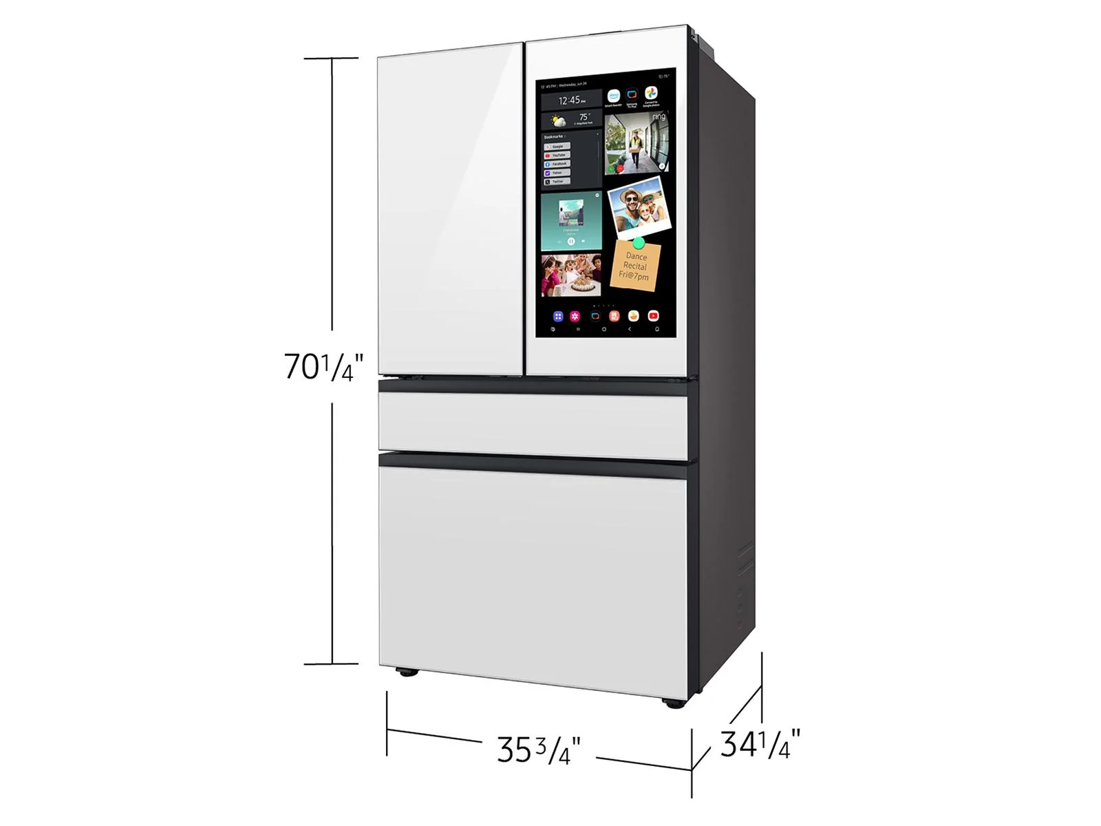 SAMSUNG RF90F29AEW Bespoke 29 cu. ft. 4-Door French Door Refrigerator with AI Family Hub™+ & AI Vision Inside™ in White Glass White - Image 3