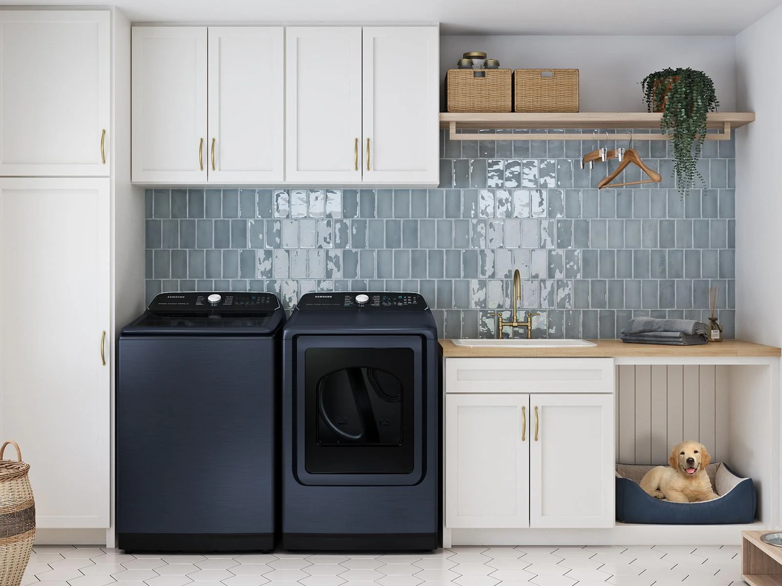 SAMSUNG WA54CG7150AD 5.4 cu. ft. Smart Top Load Washer with Pet Care Solution and Super Speed Wash in Brushed Navy Blue - Image 7