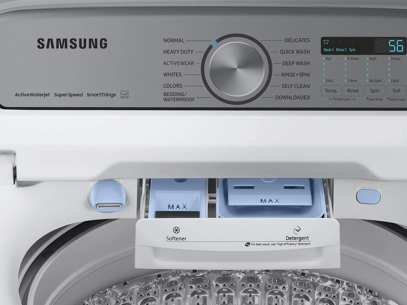 SAMSUNG WA55CG7100AW 5.5 cu. ft. Extra-Large Capacity Smart Top Load Washer with Super Speed Wash in White - Image 13