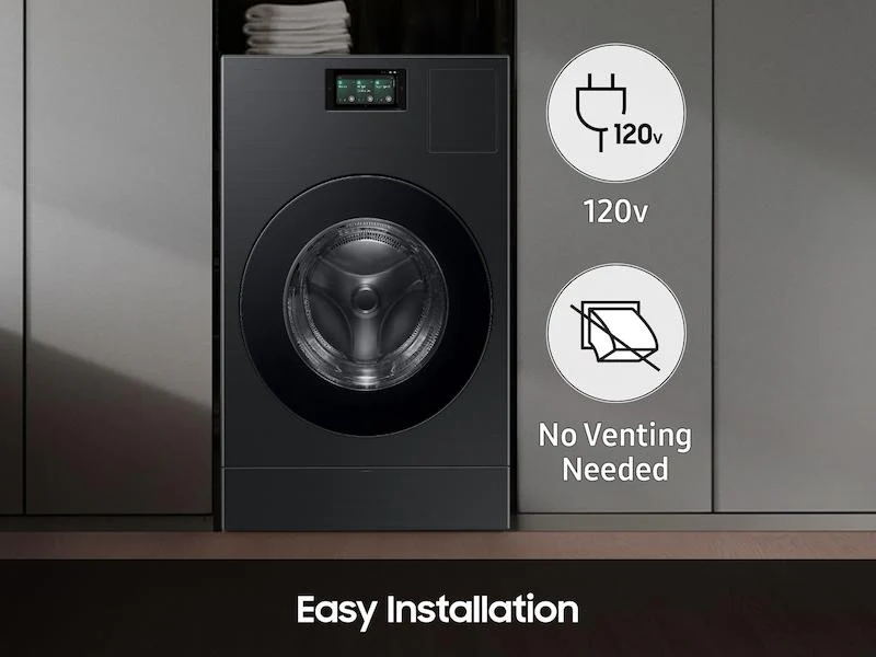SAMSUNG WD53DBA900HB 5.3 cu. ft. Bespoke AI Laundry Ventless Heat Pump Dryer Combo™ All-in-One Ultra Capacity Washer with AI Home in Brushed Black - Image 9