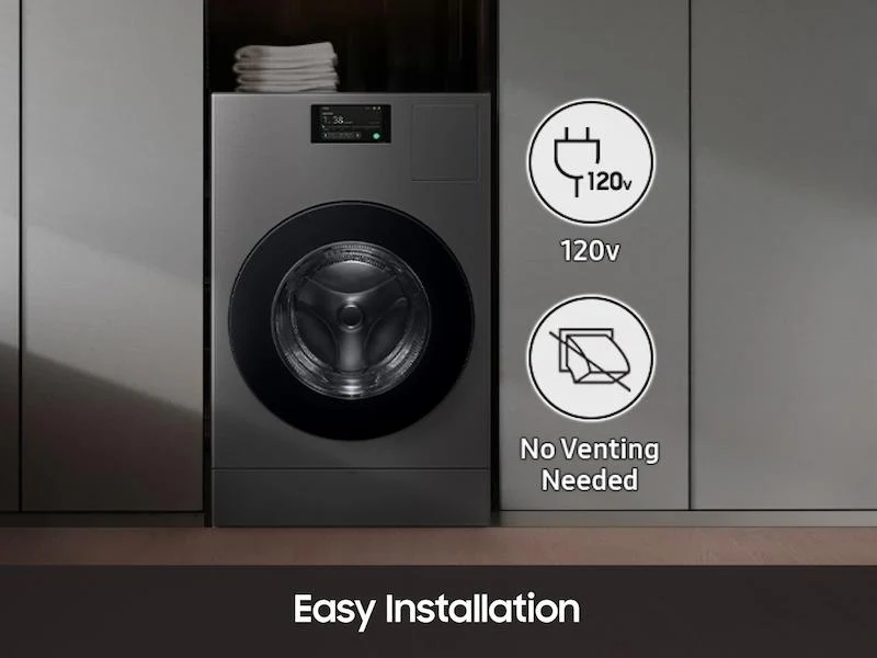 SAMSUNG WD53DBA900HZ 5.3 cu. ft. Bespoke AI Laundry Ventless Heat Pump Dryer Combo™ All-in-One Ultra Capacity Washer with AI Home in Dark Steel in Stainless Steel - Image 6