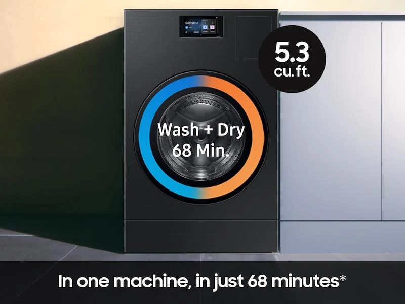 SAMSUNG WD90F53AVB 5.3 cu. ft. Bespoke AI Laundry Vented Combo™ All-in-One Ultra Capacity Washer and Electric Dryer with AI Home in Brushed Black - Image 8