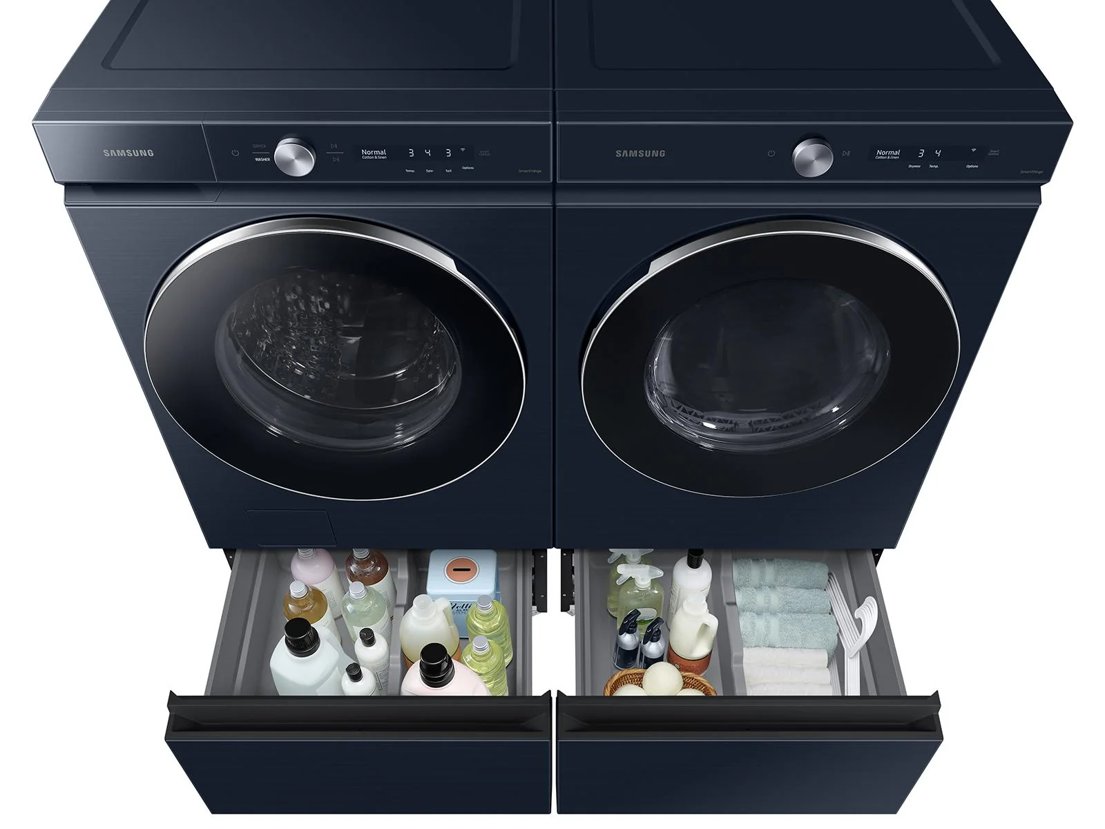 SAMSUNG WE502ND Bespoke 27" Laundry Pedestal with Storage Drawer in Brushed Navy Blue - Image 4