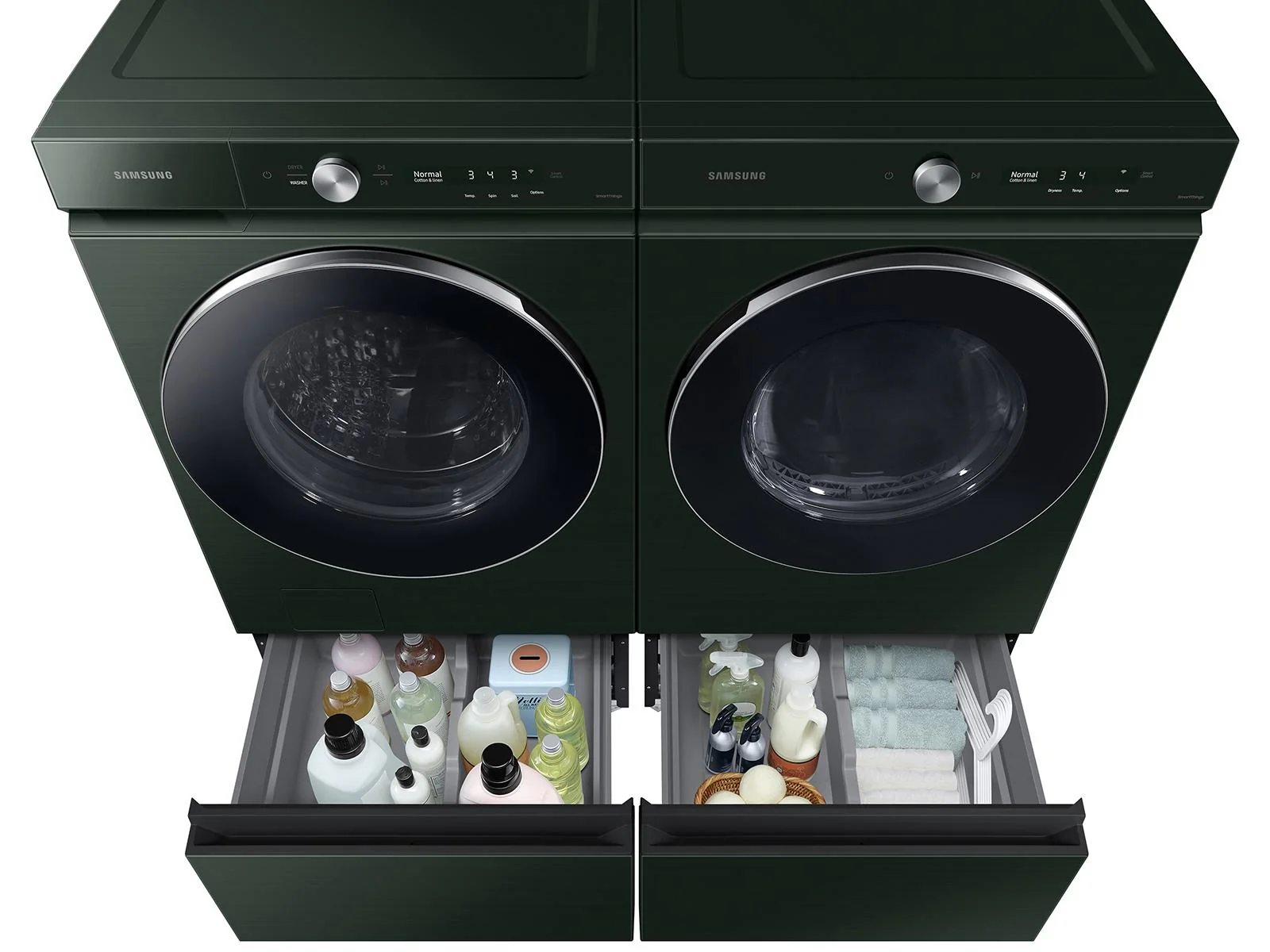 SAMSUNG WE502NG Bespoke 27" Laundry Pedestal with Storage Drawer in Forest Green - Image 4