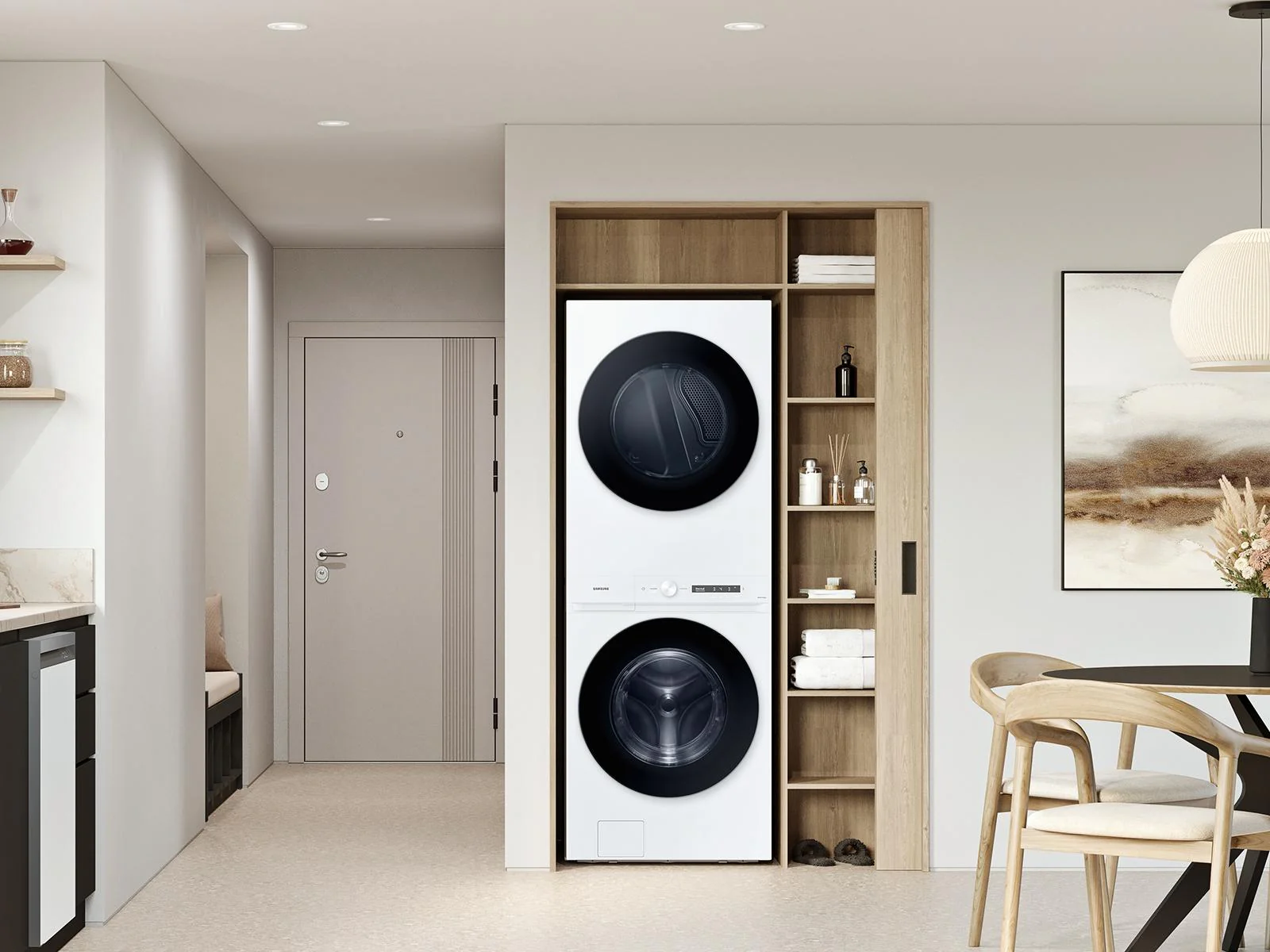 SAMSUNG WH46DBH100EW Bespoke 4.6 cu. ft. AI Laundry Hub™ Large Capacity Single Unit Washer with Steam Wash and 7.6 cu. ft. Electric Dryer in White White - Image 7
