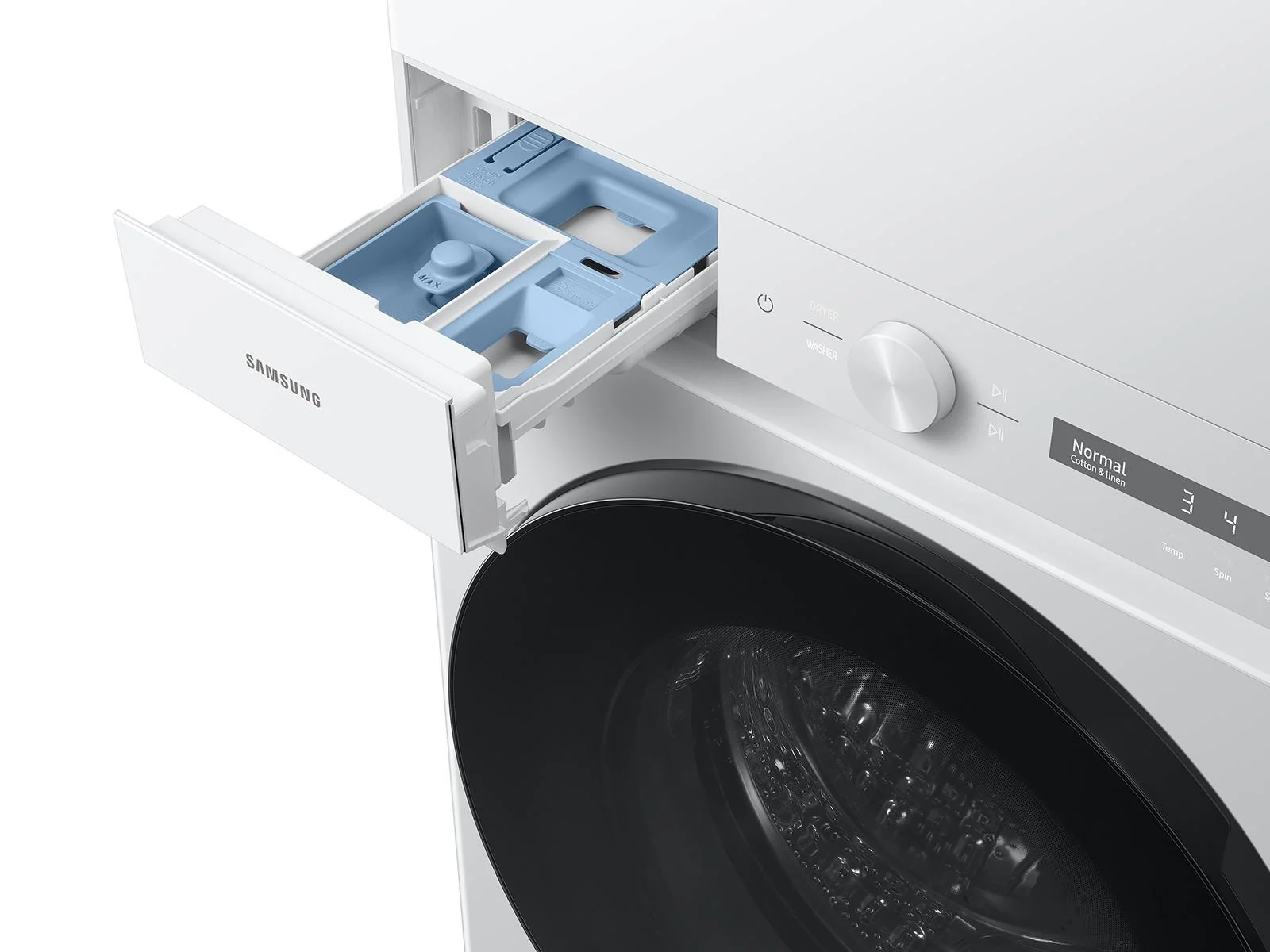 SAMSUNG WH46DBH100GW Bespoke 4.6 cu. ft. AI Laundry Hub™ Large Capacity Single Unit Washer with Steam Wash and 7.6 cu. ft. Gas Dryer in White White - Image 12