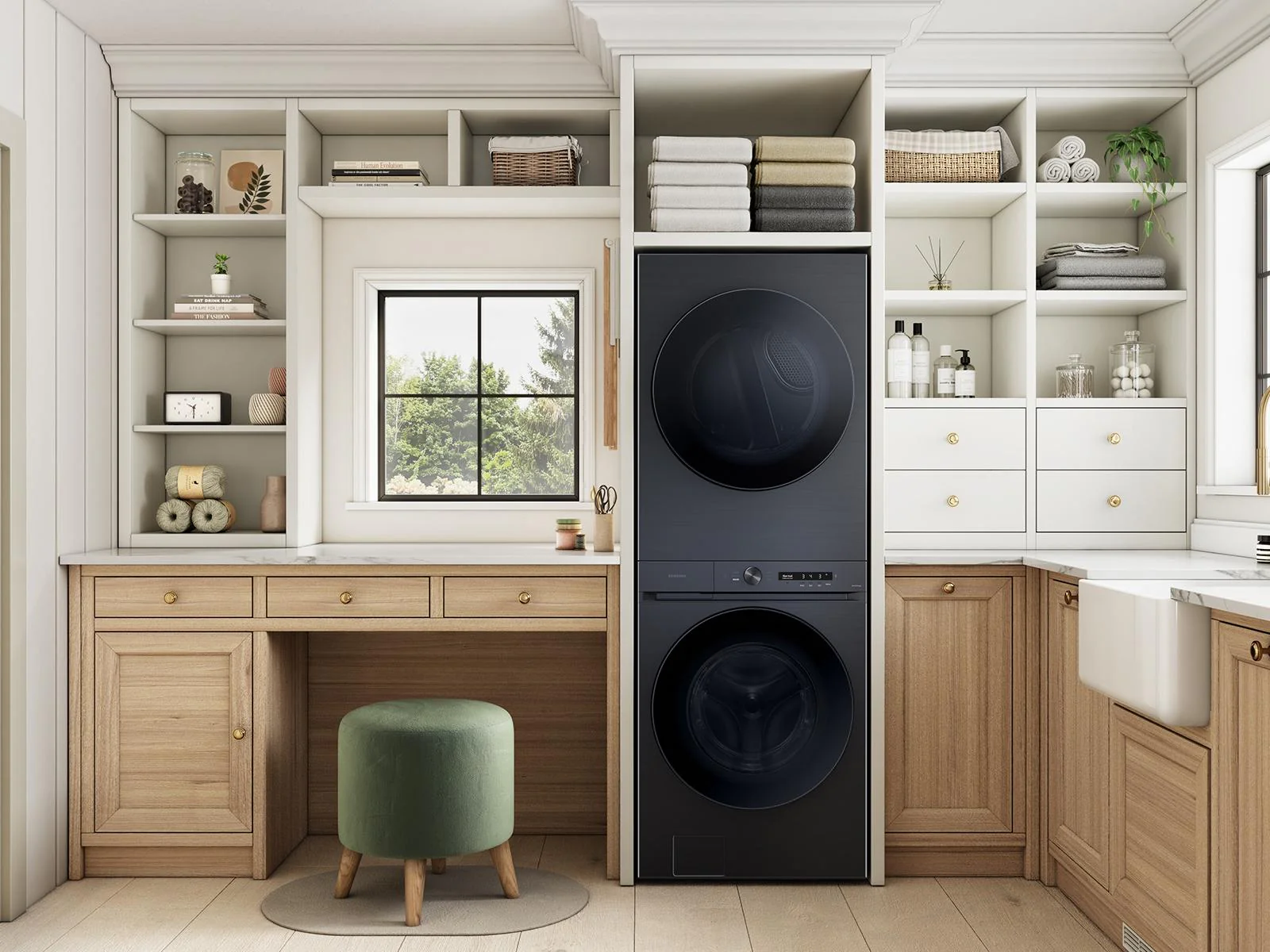 SAMSUNG WH46DBH500GV Bespoke 4.6 cu. ft. AI Laundry Hub™ Large Capacity Single Unit Washer with Flex Auto Dispense System and 7.6 cu. ft. Gas Dryer in Brushed Black Green - Image 7