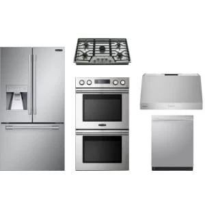 SKS 5-Piece Package SKSFD3623SD 36 Counter-Depth French-Door Refrigerator and UPCG3654ST 36 Smart Gas Cooktop and SKSPH3602S 36 Pro-Style Wall Hood and UPWD3034ST 30 Double Electric Smart Wall Oven and SKSDW2411S 24 Integrated Smart Dishwasher