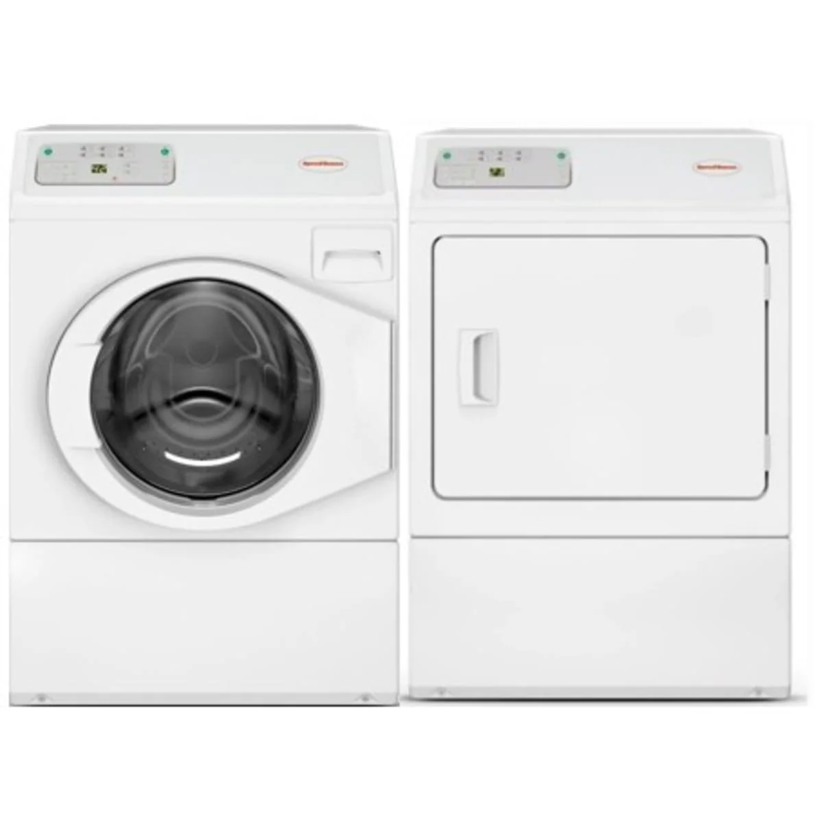 Speed Queen LFNE5BSP119TW01 27 Inch Commercial Front Load Washer & Speed Queen LDEE5BGS173TW01 27 Inch Electric Dryer