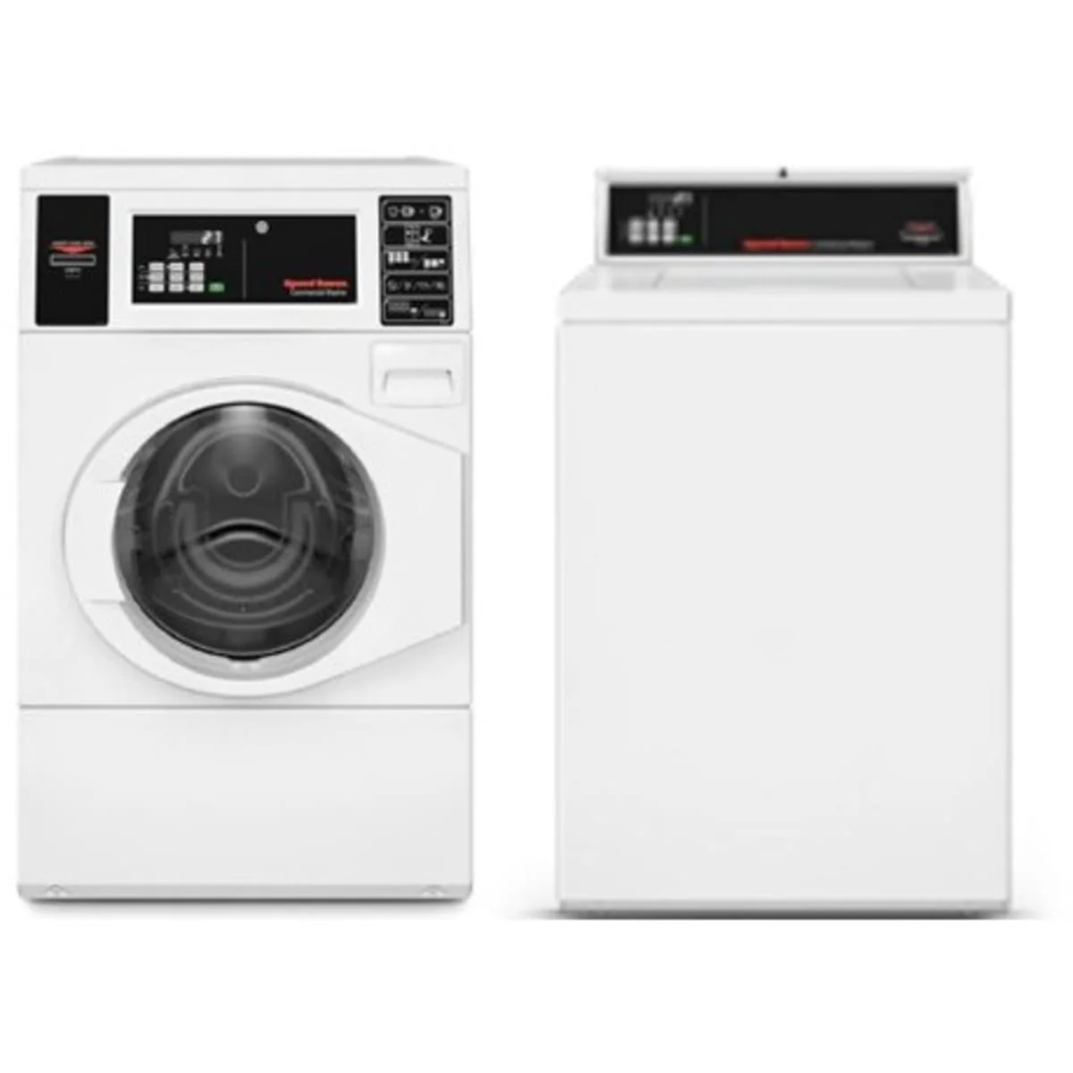 Speed Queen SFNNYASP118TW01 27 Inch Commercial Front Load Washer & Speed Queen SDENYRGS176TW01 27 Inch Commercial Dryer