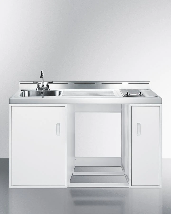 SUMMIT C60ELGLASSNR 60" Wide All-in-one Kitchenette (refrigerator Not Included)
