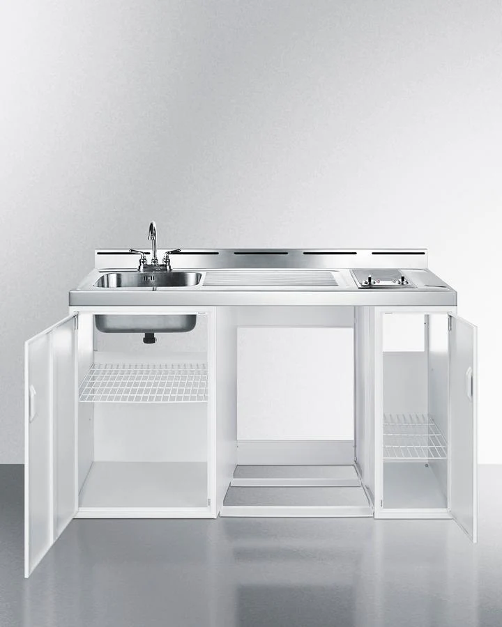 SUMMIT C60ELGLASSNR 60" Wide All-in-one Kitchenette (refrigerator Not Included) - Image 2