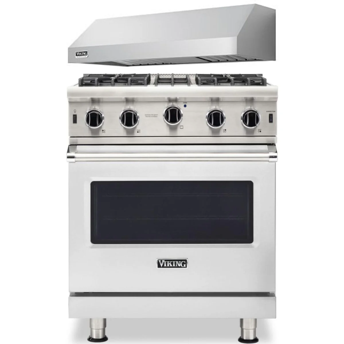Viking 2-Piece Package VGIC53024BSS 30 Inch Freestanding Professional Gas Range and VWH3010SS 30 Inch Pro-Style Wall Mount Range Hood