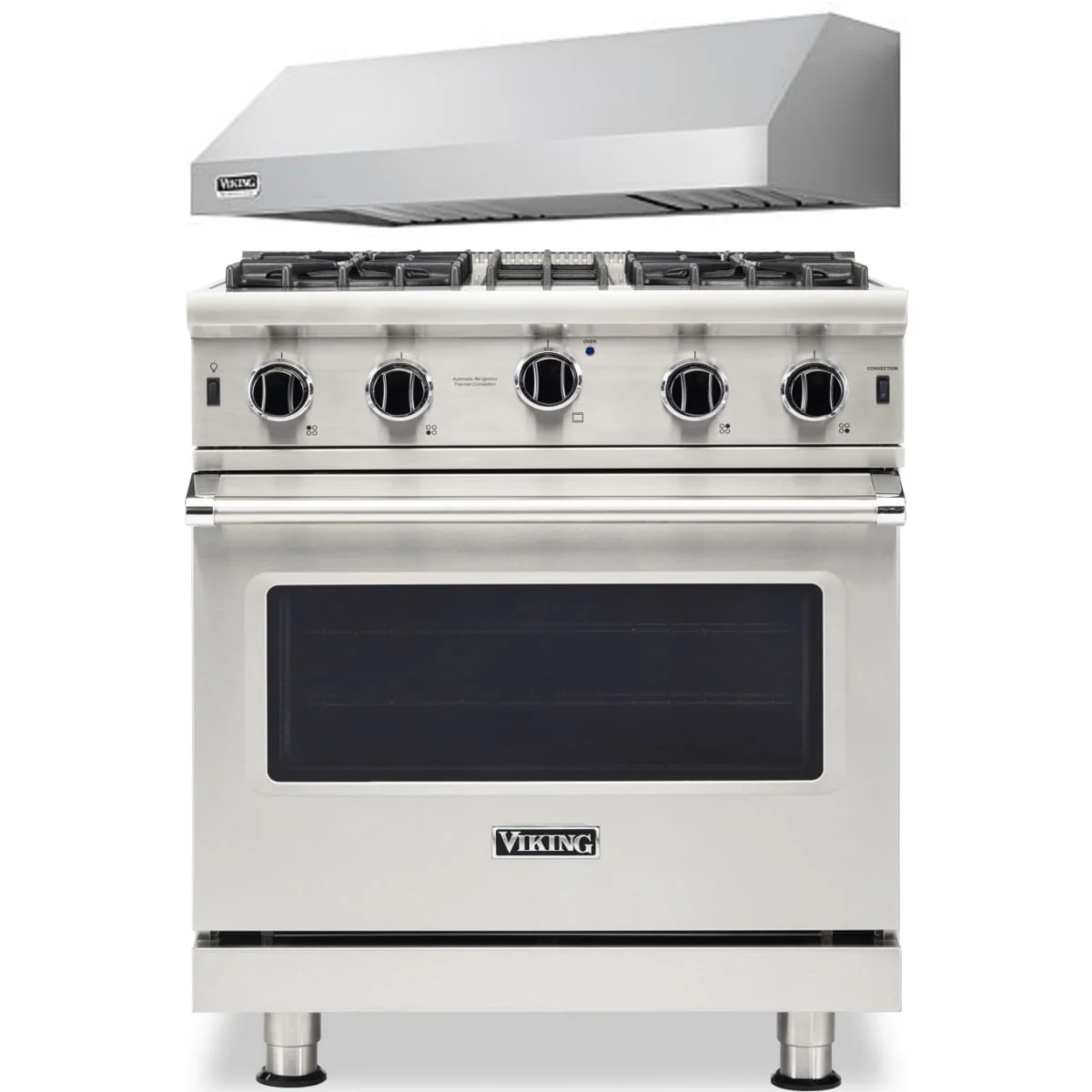 Viking 2-Piece Package VGIC53024BSSLP 30 Inch Freestanding Professional Gas Range and VWH3010SS 30 Inch Pro-Style Wall Mount Range Hood