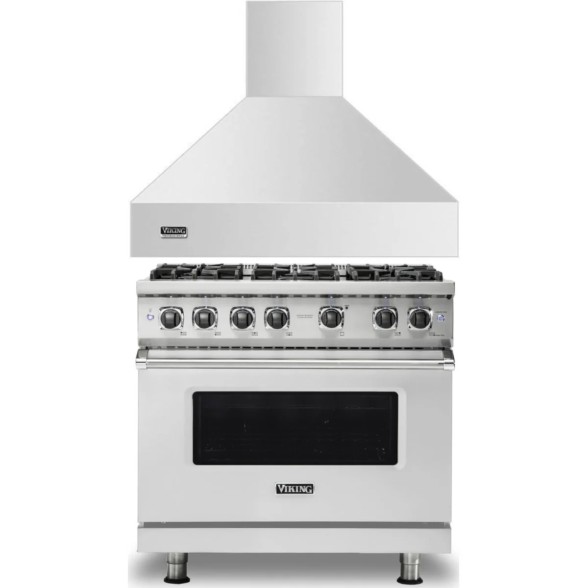 Viking 2-Piece Package VGR5366BSS 36 Inch Freestanding Professional Gas Range and VCWH53648SS 36 Inch Wall Mount Range Hood