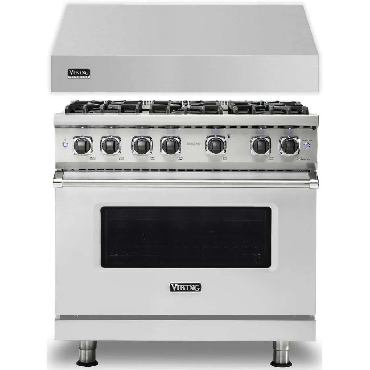 Viking 2-Piece Package VGR5366BSS 36 Inch Freestanding Professional Gas Range and VWH536121SS 36 Inch Wall Mount Range Hood