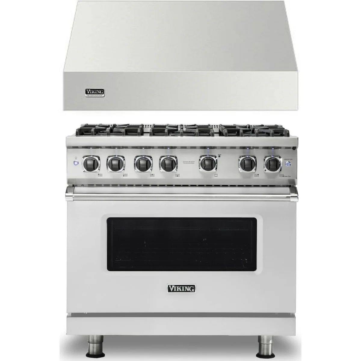 Viking 2-Piece Package VGR5366BSSLP 36 Inch Freestanding Professional Gas Range and VWH536481SS 36 Inch Wall Mount Range Hood