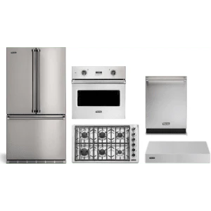 Viking 5-Piece Package RVFFR336SS 36 Counter-Depth French-Door Refrigerator and VGSU53616BSS 36 5 Cooktop and VSOE130SS 30 5 Wall Oven and VDWU524SS 24 Integrated Dishwasher and VWH536121SS 36 Hood
