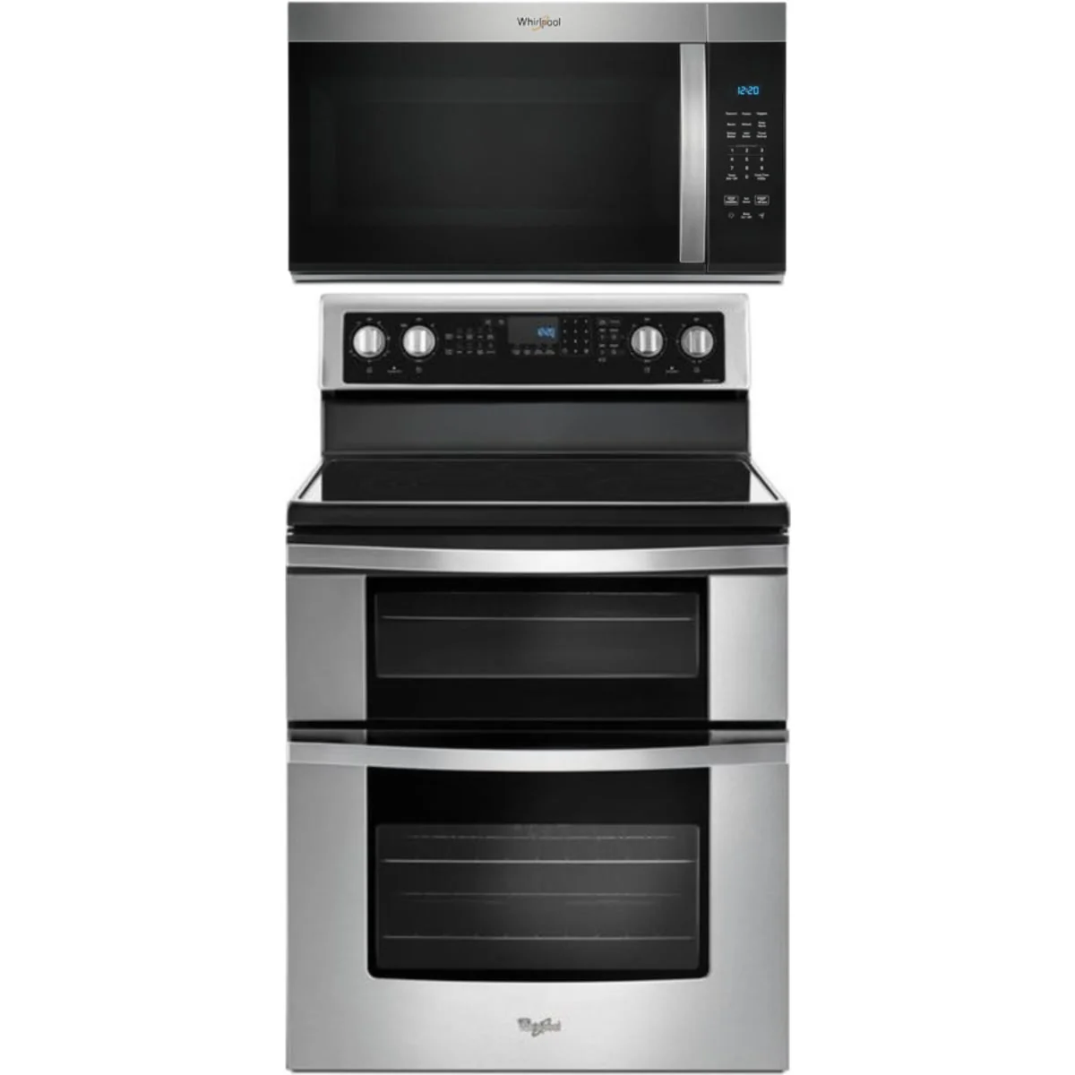 Whirlpool 2-Piece Package WGE745C0FS 30 Inch Electric Range and WMMS3130RS 1.7 cu. ft. Over-the-Range Microwave Oven
