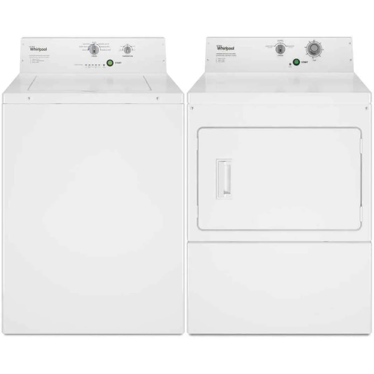 Whirlpool CAE2795FQ 27 Inch Top Load Washer & Whirlpool CGM2795JQ 27 Inch Commercial Gas Dryer