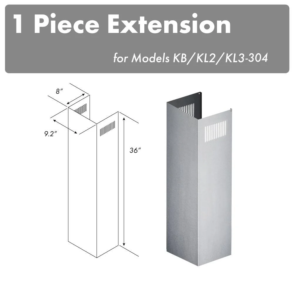 ZLINE KITCHEN AND BATH 1PCEXTKBKL2KL3304 ZLINE 1-36 in. Chimney Extension for 9 ft. to 10 ft. Ceilings (1PCEXT-KB/KL2/KL3-304)
